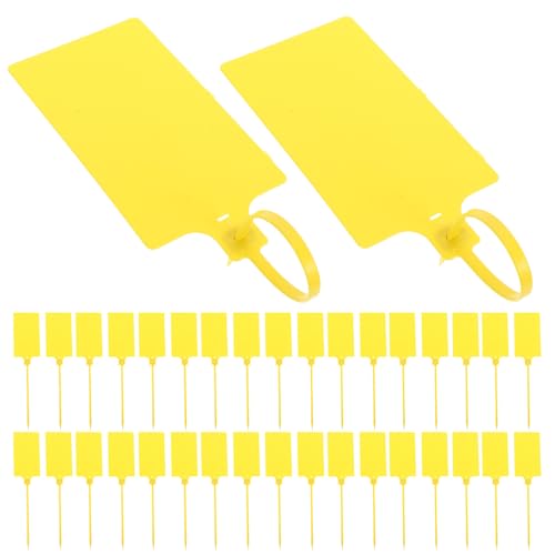 Kichvoe 100pcs Yellow Plastic Shipping Labels Tags for Logistics 5.8x100mm Cable Tags for Packaging and Industrial Use