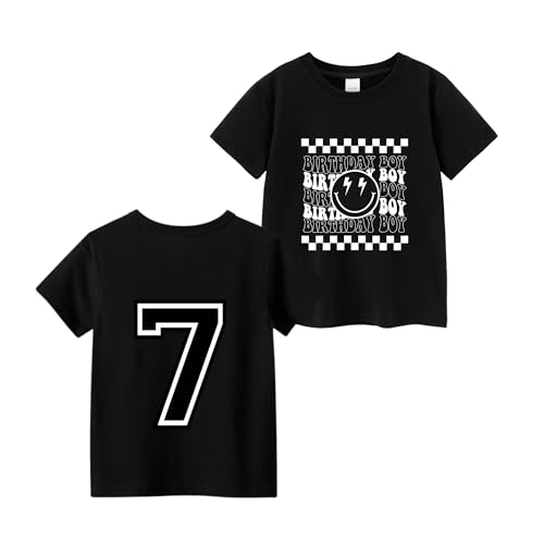 Birthday Boy Shirt for Boys 2-7 Years Old Toddler Birthday in My Two/Three/Four/Five/Six Year Old Era Cotton T Shirt (US Age 7 Years Black-7)