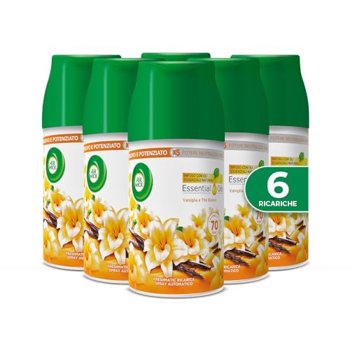 Airwick Freshmatic Ricariche Vaniglia e Thè Bianco, Profumatore per Ambiente, 250 ml, Confezione da 6