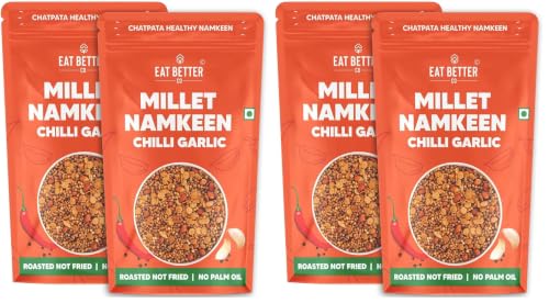Image of Chatpata Chilli Garlic Millet Mixture | Crunchy & Healthy Namkeen Snack | Roasted & Diet-Friendly | Low GI & Weight Management Snack (Pack of 4-200gm)