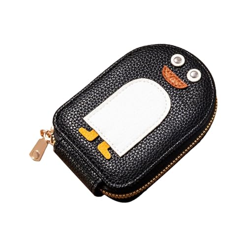 Credit Card Holder Wallet Change Pouch Cute Penguin Pocket Purse for Street Travel Women Men Valentines Day Gifts, Black