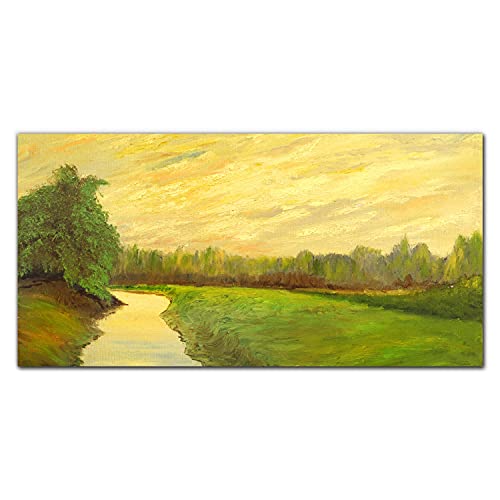 Decoration murale tableau impression sur toile river nature 100x50cm