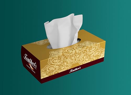 Image of Feather's Face Tissue Box (Dry) | 2 Ply, 200 Pulls per Box, Pack of 4 | Super Soft & Absorbent Facial Tissue Box | Facial Tissue Papers | Virgin Paper, Biodegradable (Random Color Box)