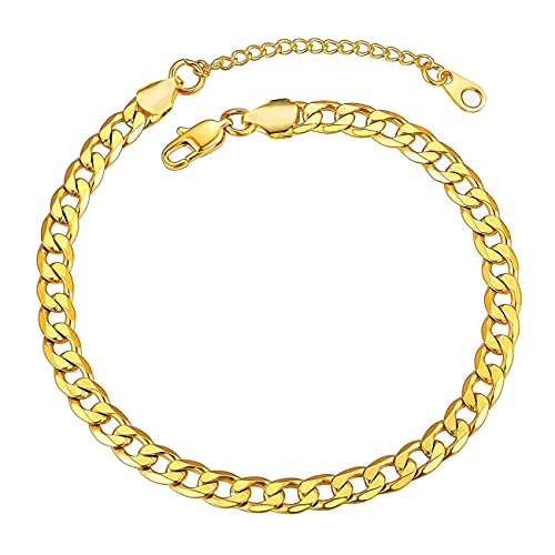 Fesciory Women Anklet Adjustable Beach Ankle Chain Gold Alloy Foot Chain Bracelet Jewelry Gift(Cuban Chain)