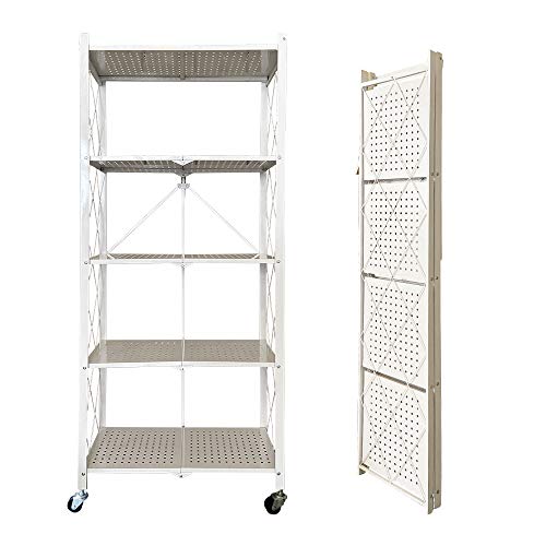 N/P 5-Tier Foldable Metal Storage Shelves - White