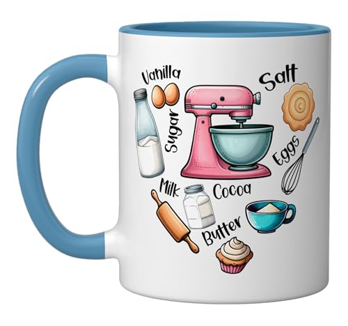 Taza de cerámica azul y blanca para cocinar 11 oz miniatura 1