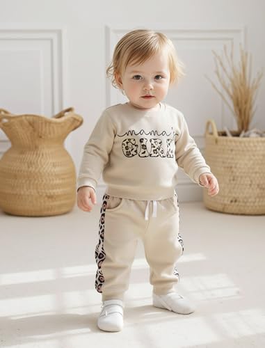 Image of Toddler Baby Boy Girl Clothes with Pockets 2PC Long Sleeve Pullover Sweatshirt and Pants Infant Fall Winter Outfit