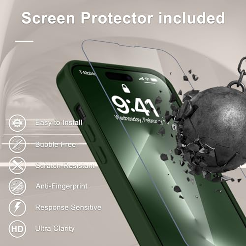 Image of for iPhone 15 Plus Case, iPhone 14 Plus Case, Matte Magnetic Phone Cover with 1 Screen Protector [Support for MagSafe] [Shockproof Military Grade Protection] Translucent Frosted Back, Sage Green