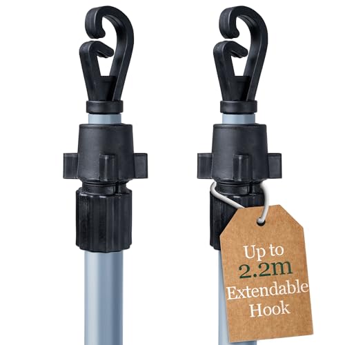 Pelle & Sol 2.2m Telescopic Washing Line Pole – Heavy Duty Washing Line Prop for Outside - Clothes Prop for Outdoor Drying – Extendable Pole & Clothes Line Support – Pack of 2