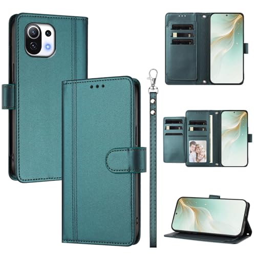 �X�}�z�P�[�X �Ή��@�� for Xiaomi 11 Lite 5G NE,�Ή��@�� for Xiaomi Mi 11 Lite �X�}�z�P�[�X�y�E�H���b�g�f�U�C�� �f���A���J�[�h�X���b�g �L���b�V�� �t���b�v���X�^���h �����h�~�zGreen