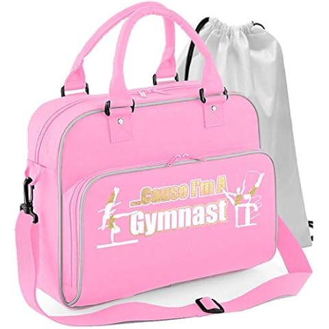 MusicaliTee Gymnasts Girl - Cause I'm A Gymnast - PINK - DUO GYM & Shoe Bags Cover