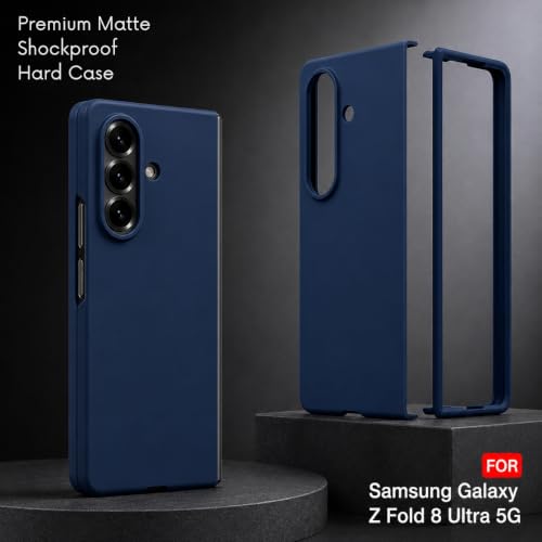 Image of amazon basics Slim Matte Hard PC Back Cover Case for Samsung Galaxy Z FOLD 8 Ultra with Integrated Hinge Protection and Smooth Anti-Fingerprint Finish (Midnight Blue)