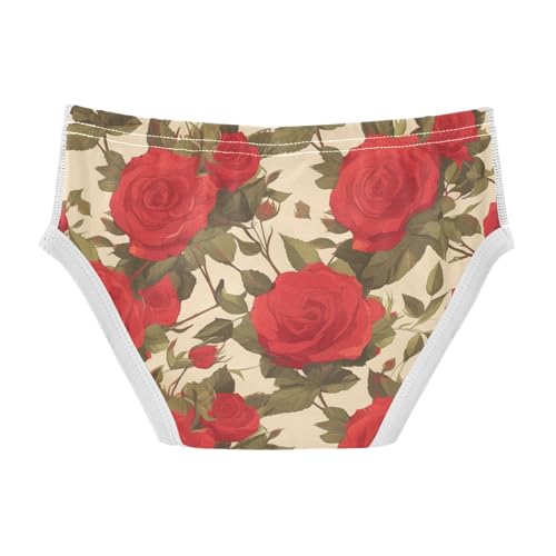 KLL Floral Pattern Red Roses Toddler Boys' Soft Underwear Cute Children Undies2