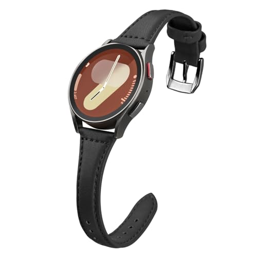 Mtozon Slim Leather Bands Compatible with Samsung Galaxy Watch 7/6/5/4/FE 40mm 44mm,Watch 5 Pro 45mm/Watch 4 Classic/Watch 3 41mm, 20mm Watch Band for Women, Black