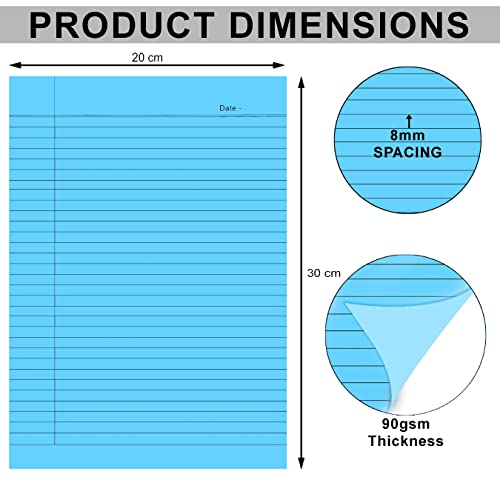 Lakeer A4 Size Ruled Paper-Single Side Ruled | 5 Colours-Pack of 50 Sheets | for Project/Assignment/Practical/Homework, (Fluorescent Colours) - Image 2