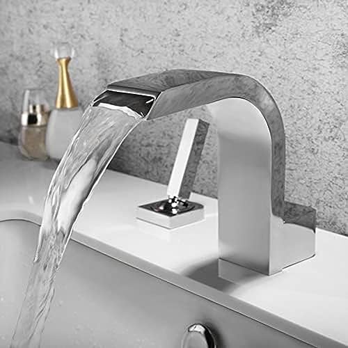 Robinet de lavabo à 3 trous anti-éclaboussure mitigeur cascade laiton durable