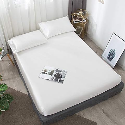 HAIBA Fitted Sheet-Deep Pocket Massives Satin-Seidenbettlaken Cover