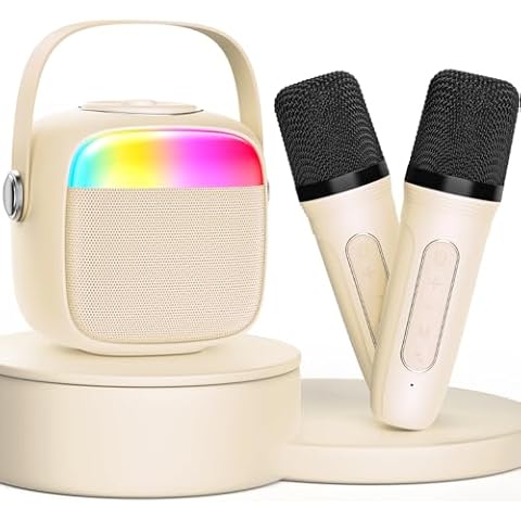 HWWR Karaoke Machine for Kids, Birthday Gifts for Girls, Toys for 4, 5, 6, 7, 8, 9, 10, 12 Year Old, Mini Portable Bluetooth Speaker with 2 Microphones, Teens Gifts Singing Machine for Home Party Cover
