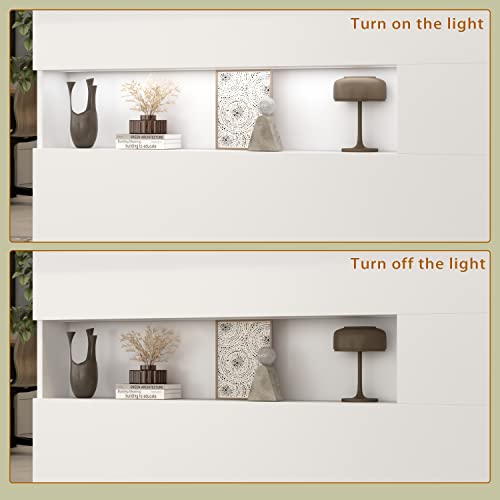 Aiegle Reception Desk With Counter, Retail Counter With Lighted Display Shelf & Lockable Drawers, For Salon Reception Room Checkout Office, White (47.2" W X 19.7" D X 39.2" H) #TOP2