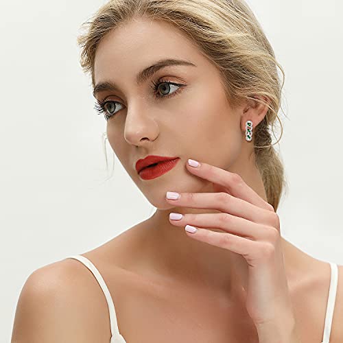 Jo Wisdom Hoop Earrings,925 Sterling Silver Aaa Marquise Cubic Zironia May Birthstone Emerald Color Hoop Earrings #TOP1