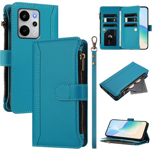 linsuyu Cover Compatible with Realme P4 Power 5G,Compatible with Realme P4 Power 5G Zipper Dual Card Slot Wallet Phone Case Blue2