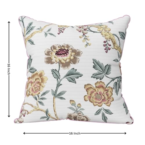 Image of India Premium Cotton Cushion Covers 16x16 Inch | Soft Durable Fabric | Elegant Printed Covers for Sofa & Living Room | Hidden Zipper |Set of 2