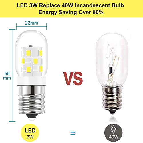 Led Microwave Light Bulbs Over Stove Appliance 3W Replacement For 40W Halogen Bulb For Refrigerator, Range Hood E17 Intermediate Base,No Flicker,Dimmable Cool White 6000K, Ac 125V, Pack Of 2 #TOP6
