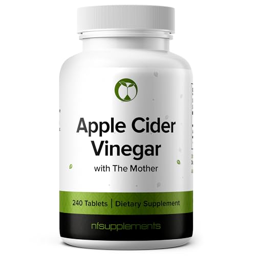 Natural Foundation Supplements Apple Cider Vinegar Supplement | 240 Tablets | Made with The Mother | Vegan Friendly Gluten Free Non-GMO (240)