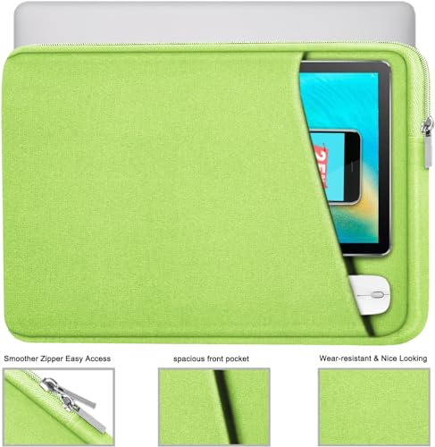 Image of Laptop Sleeve, Shockproof Protective Computer Case, Handbags Portable Laptop Bag for 15.6 inch HP Dell Asus Lenovo Notebook Computer with Front Pocket, Light Green