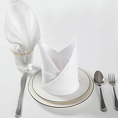 Cloth Napkins 17X17 Inch Washable Polyester Dinner Napkins Soft Table Napkins For Wedding Party Dining Banquet(White,50Pcs) #TOP4