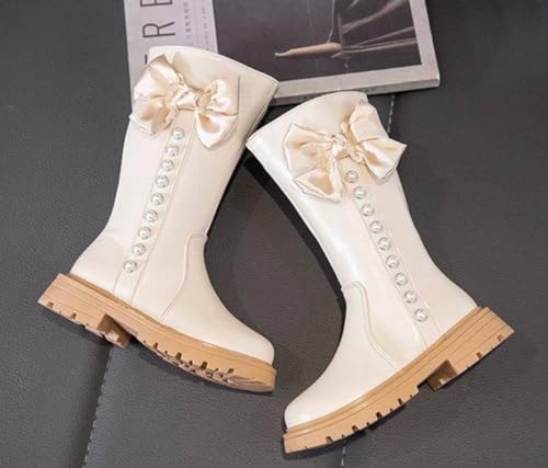 Girl's Waterproof Bowknot Side Zipper Warm Winter Mid Calf Boots for Toddler/Little Kid4
