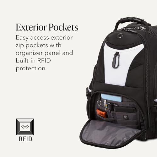 Image of SWISSGEAR 1900 ScanSmart Laptop Backpack, Fits Most 17-Inch Laptops, TSA-Friendly Lay-Flat Design, RFID Protection, and Tablet Pocket, Black, 31L, 18.5-Inch