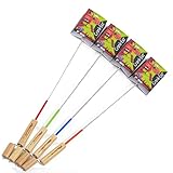 Firebuggz Crank-Eez Marshmallow Roasting Stick With Crank, Great Smore's Campfire Roaster For Family Fun Camp Cooking, Set of 4