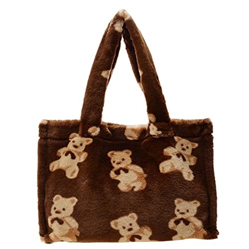 TaYoung Bolso de hombro de gran capacidad del bolso de la parte superior de la manija del patrón del oso de, marrón (oso) Cover
