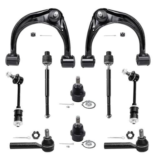 Image of Detroit Axle - 10pc Suspension Kit for 2003-2009 4Runner FJ Cruiser Lexus GX470 2 Front Upper Control Arms w /Ball Joints 2 Lower Ball Joints 4 Inner Outer Tie Rod Ends 2 Rear Sway Bars Replacement