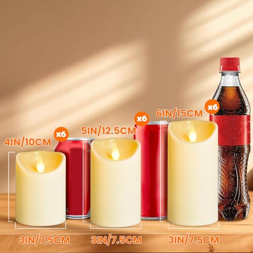 Image of LEOSAN led Flameless Candles Outdoor Indoor Battery Operated Flickering Candles with Remote Timers, Won't Melt, Ivory Plastic D3 xH4 5 inch 6 inch for Halloween, Party, Valentine's Day, Wedding (18 pcs)