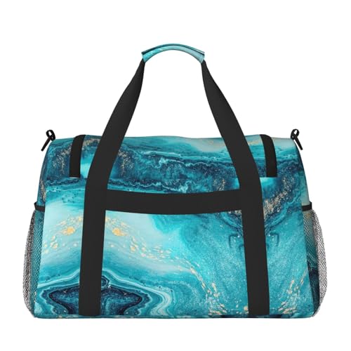 Bolsa de viaje de mármol azul y dorado para tus días de playa, piscina y gimnasio 2