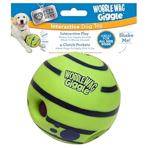 Wobble Wag Giggle Ball | Rolling Enrichment Toy for Fun Playtime, Interactive Play for Indoor or Outdoor, Keeps Dogs & Puppies Large, Medium or Small Busy & Moving, As Seen on TV | Pack of 1