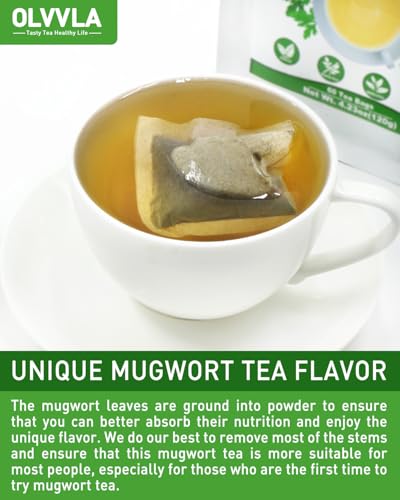 Image of Olvvla - Premium Mugwort Tea - 2g X 60 Count - 100% Pure Natural Mugwort Tea Bag - Caffeine-free - Mugwort Herb Dried - Rich in Antioxidants & Support Digestion