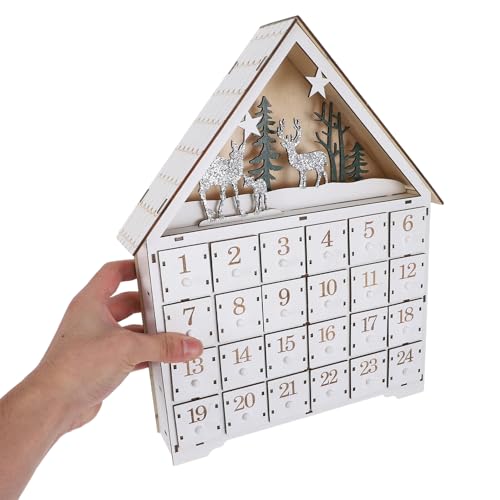 Décorations de rennes maison de Noël calendrier bois rechargeable LED - 5
