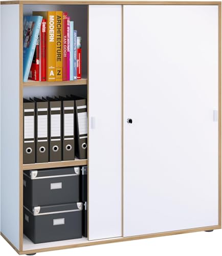 VCM Büroschrank mit 3 Fächern | moderner Aktenschrank mit...