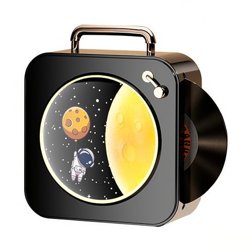 Son Cosmic Melody Starlight, thème de l'espace, lumières LED, audio Bluetooth, style vinyle rétro + Bluetooth/U Disk/TF Card Playback 1800mAh Long-lasting Battery Multifunctional Sound