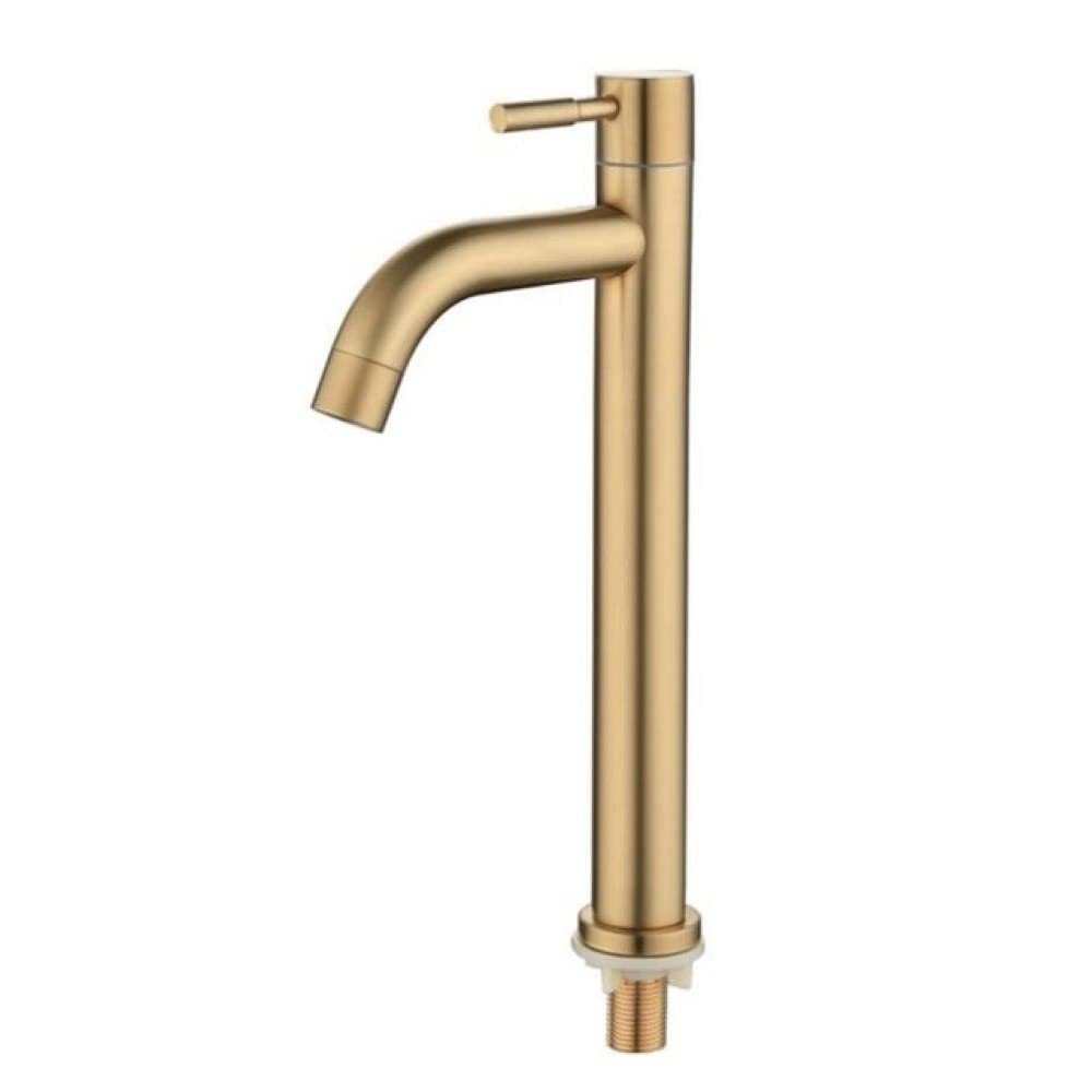 Robinet froid unique en or brossé cascade élégante pour vasque de salle de bain chic