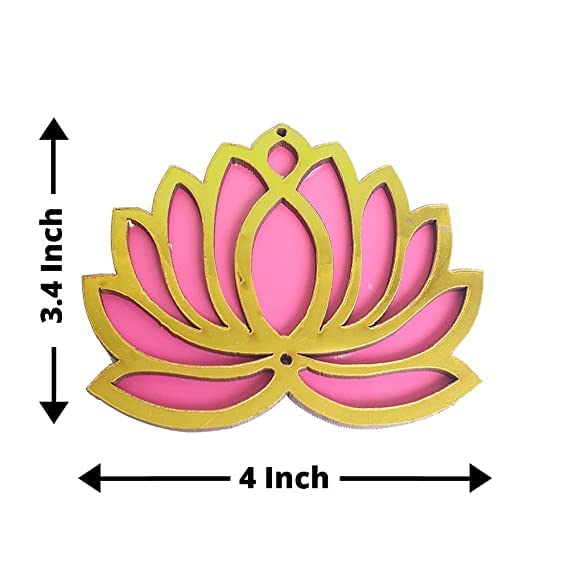Image of Sanvatsar Home White Golden Lotus 4 Inch Set of 24 Wooden Cutout DIY Rangoli Kit | Decorations for Diwali, Dusshera Wedding Rangoli, Pooja, Decorations, Festival Gift (Pink24)