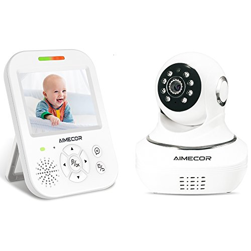 Video Baby Monitor with Camera - 3.5 inch IPS Display, Motorized Pan/Tilt,HD Night Vision Camera, 960ft Transmission Range, Temperature Monitoring,Include Compatible Mount Shelf (3.5'')