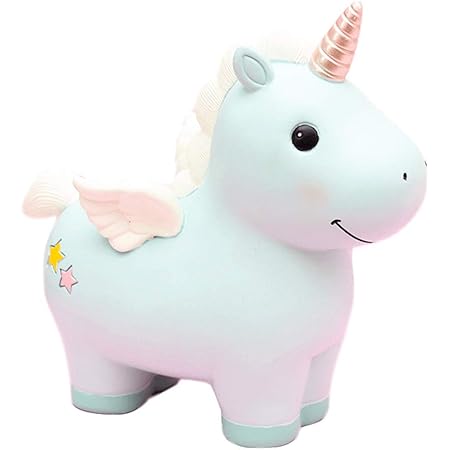 Amazon Shengo 貯金箱 おしゃれ ユニコーン 硬貨 おもちゃ お金 インテリア 装飾 飾り 雑貨 かわいい 誕生日 プレゼント ギフト ブルー 貯金箱 おもちゃ