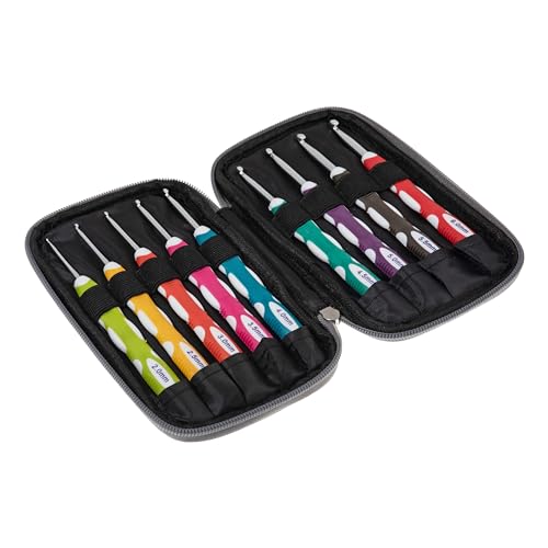Milward Crochet Hook Set - Soft Grip Colour Coded Handles 2,2.5,3,3.5,4,4.5,5,5.5 and 6mm, 100% Cotton Hard Zippered Case, Grey - Image 3