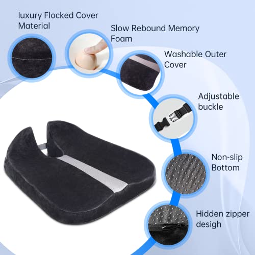 Drcarnow Car Seat Cushion, Coccyx Pad For Tailbone Pain Relief Lower Back Pain Pressure Relief. Seat Cushion For Long Sitting Hours, For Office Chair Home Chair, For Truck Driver Wheelchair (Black) #TOP6