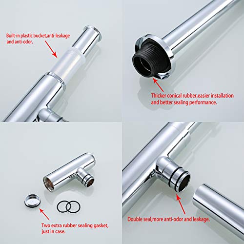SEABEFORE Brass Round Bottle P Trap Chrome 1 1/4, Basin Sink Waste Drain P Trap Kit Extra-long Version - Thumbnail 5