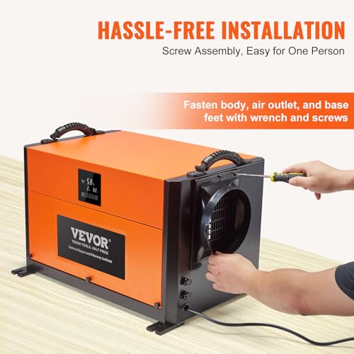 Image of VEVOR 190 Pints Commercial Dehumidifier with Drain Hose for Crawl Spaces, Basements Warehouse & Job Sites, Large Capacity Dehumidifier for Water Damage Restoration, Auto Defrost, CSA Listed